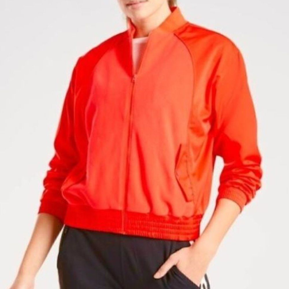 ATHLETA Zion Microfleece Full Zip Jacket Size XS Orange / Red